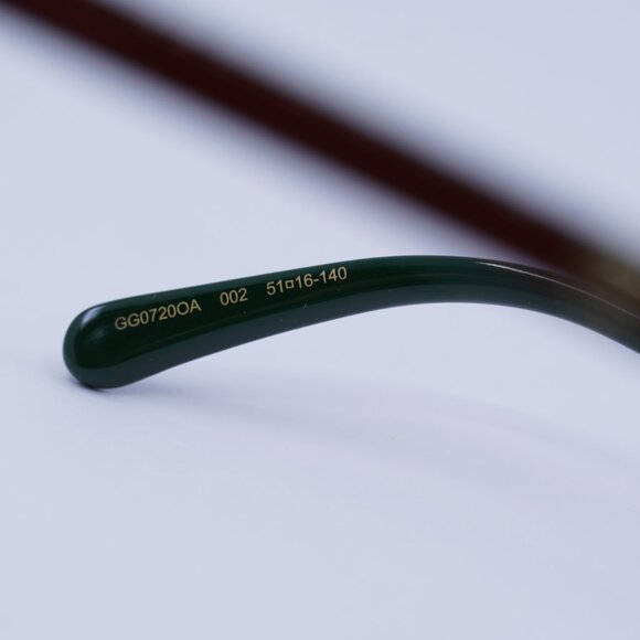 🕶️ New Gucci GG0720OA 002 Eyeglasses - Shiny Black/Green/Red Frame - Picture 6 of 9